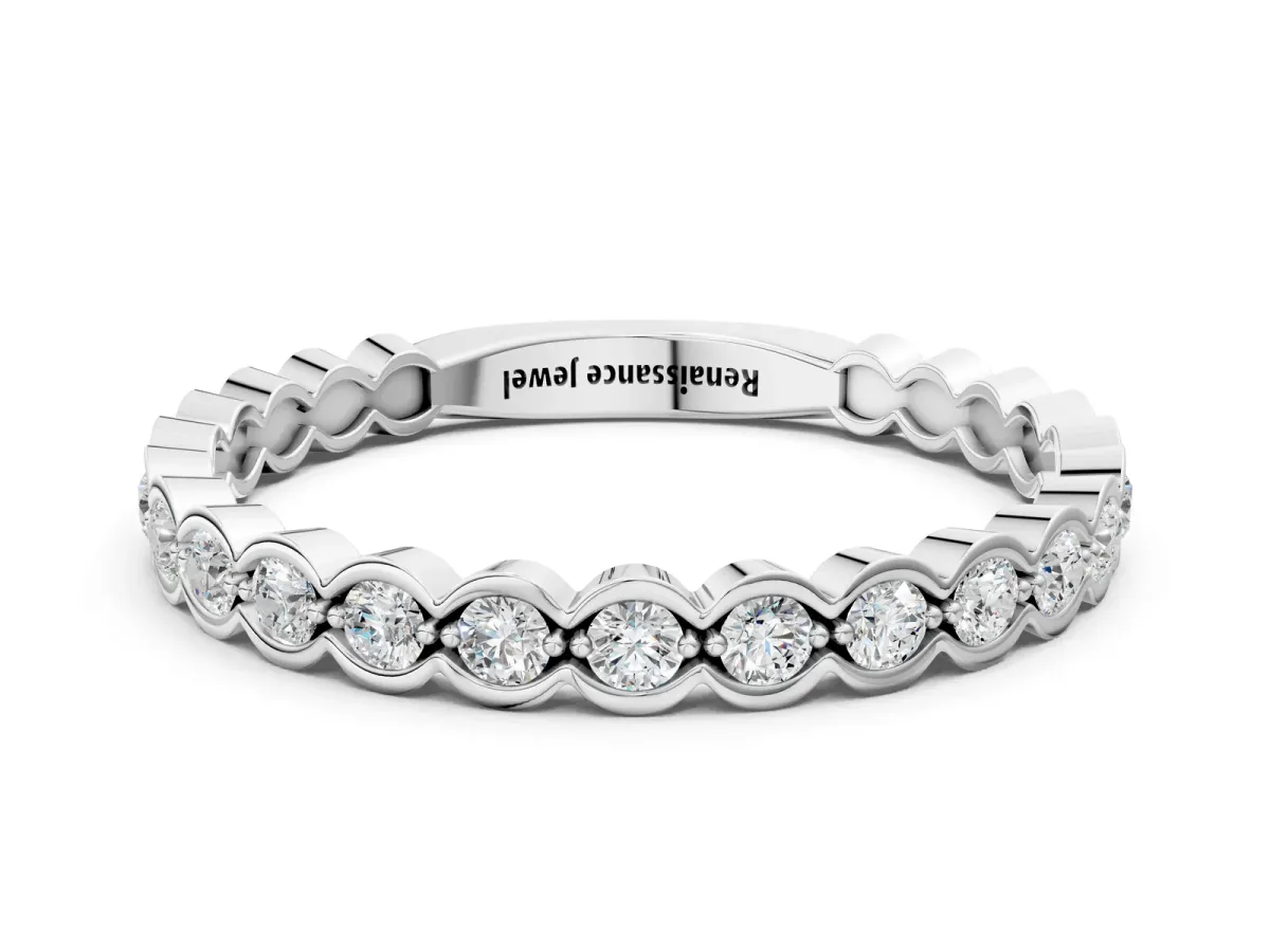 Round Diamond Bezel Set Eternity Band Silver