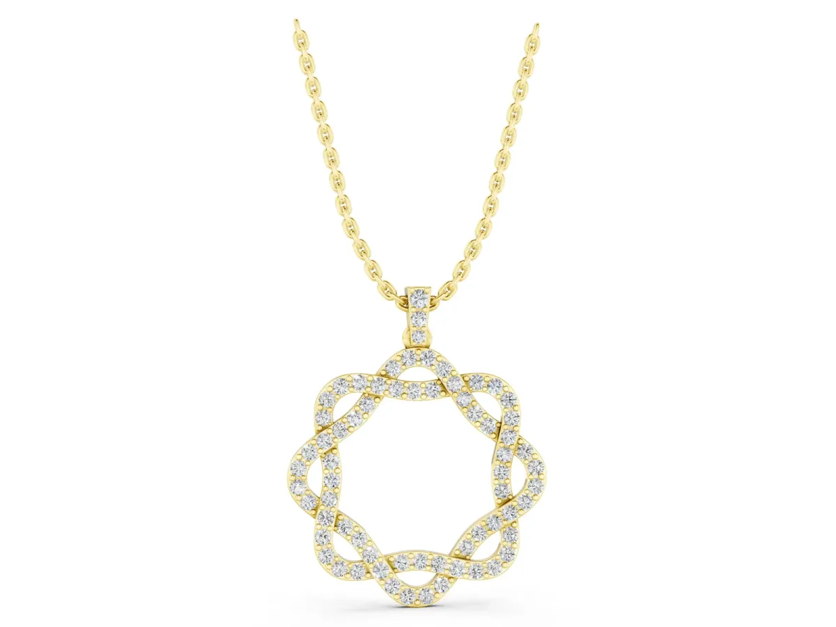 Round Diamond Pavé Infinity Pendant with Prong Setting Yellow gold