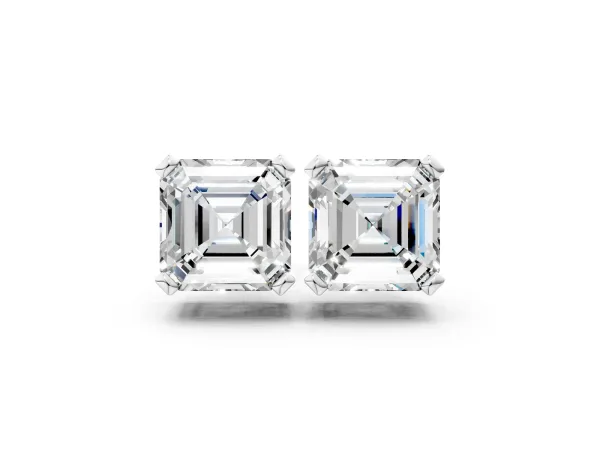 Asscher Cut Diamond Stud Earrings White gold