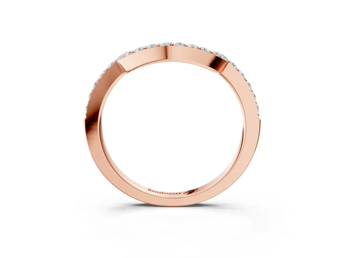 U-Shaped Pavé Round Diamond Contour Band Rose gold