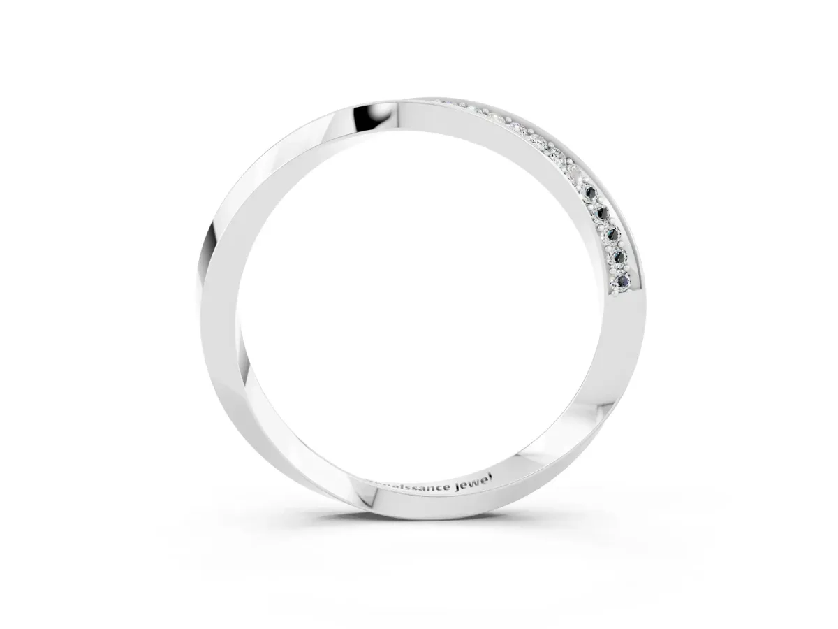 Pavé Round Moissanite Twist Band White gold