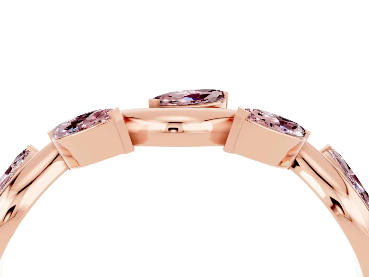 Marquise Morganite Twisted Band with Prong Setting Rose gold