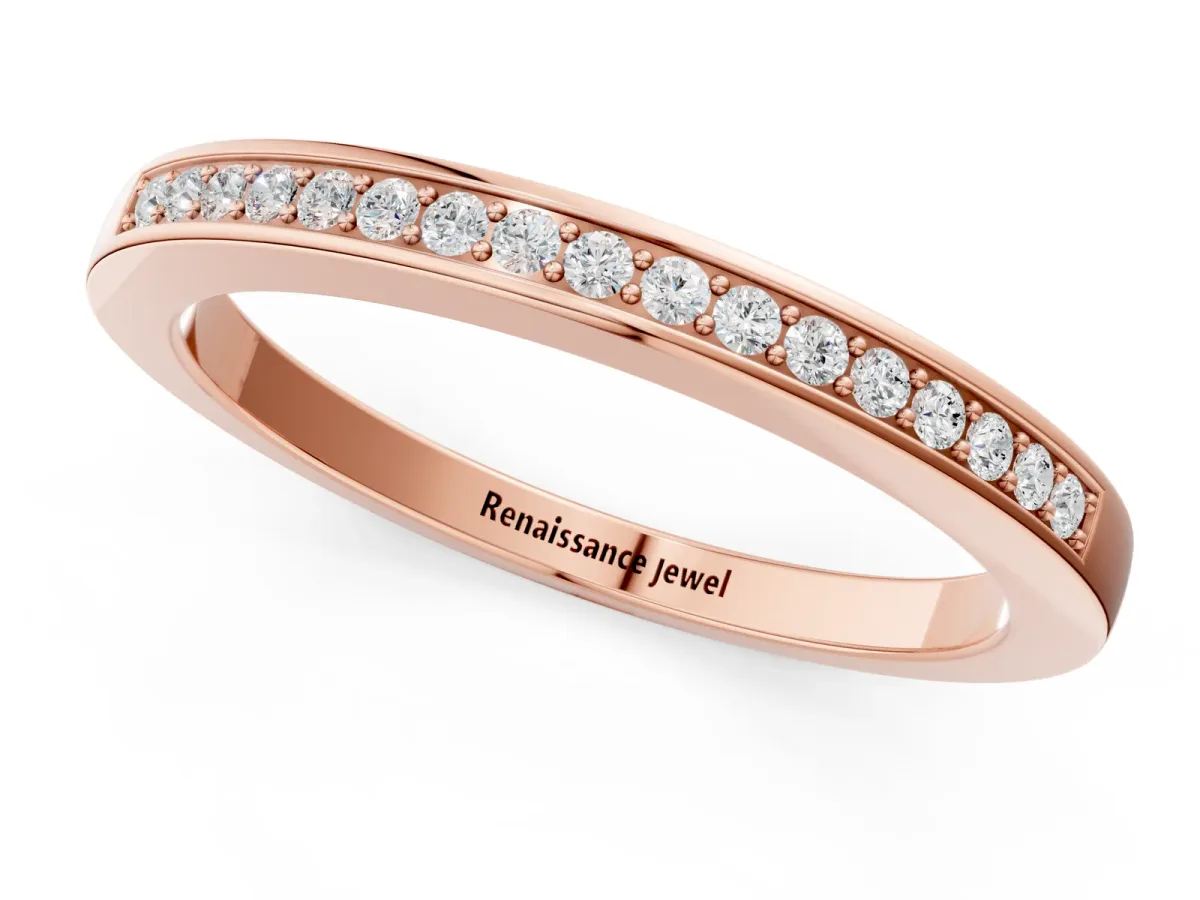 Round Diamond Half Eternity Pavé Band Rose gold