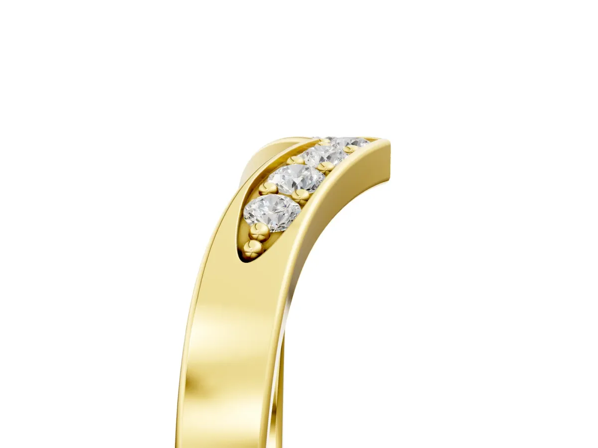 Chevron Pavé Round Diamond Twist Band Yellow gold