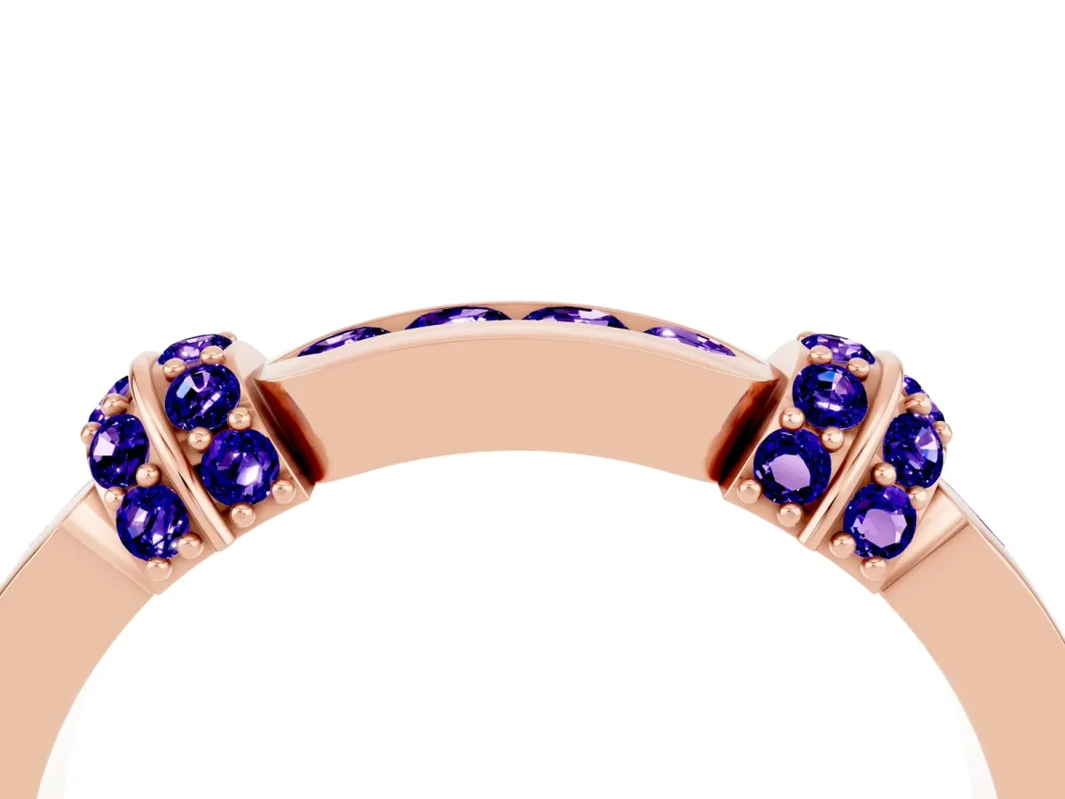 Pavé Round Tanzanite Link Band with Bezel Setting Rose gold