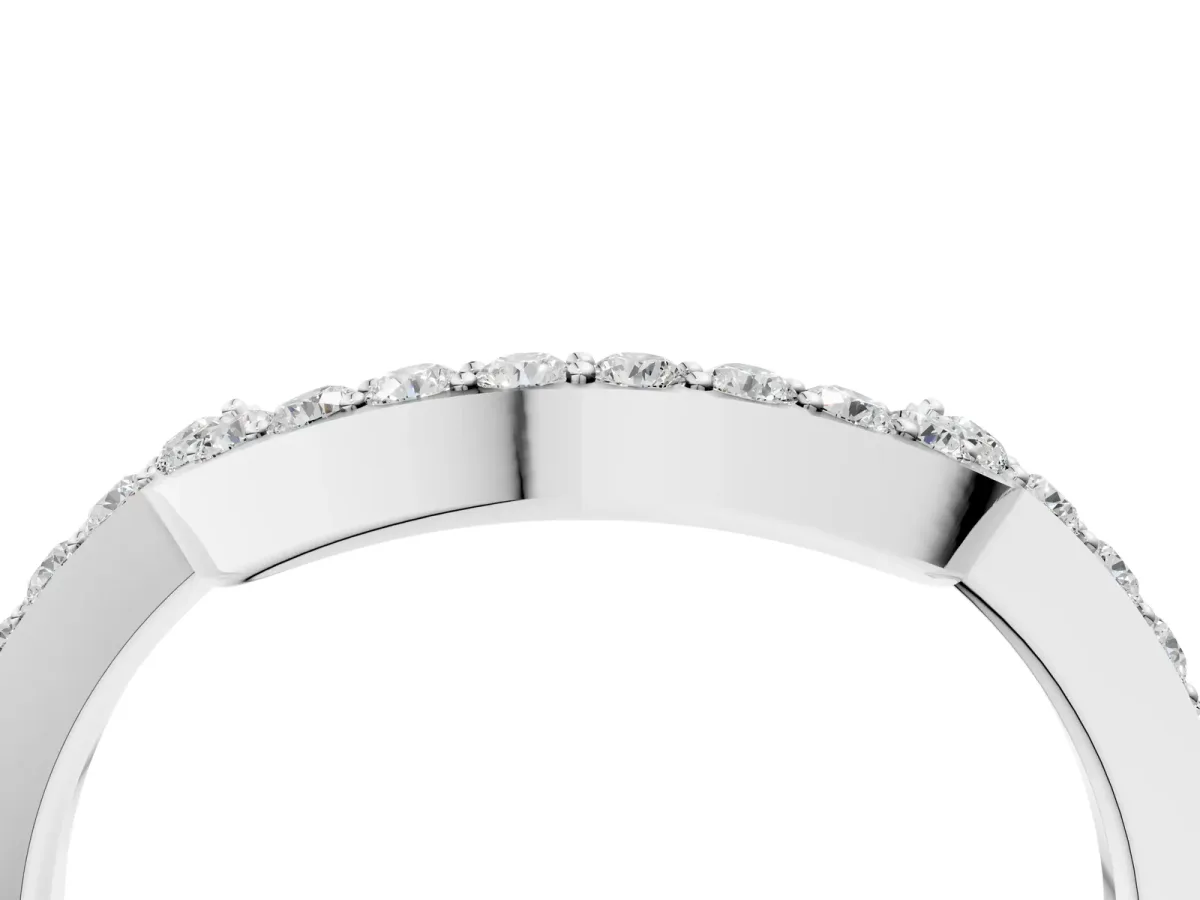 U-Shaped Pavé Round Diamond Contour Band White gold