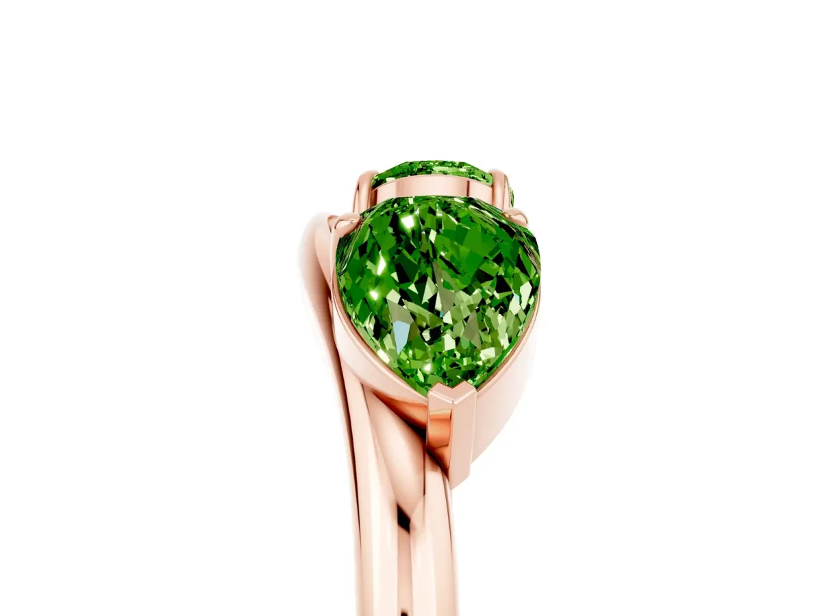Two-Stone Pear Peridot Bypass Ring with Prong Setting Rose gold