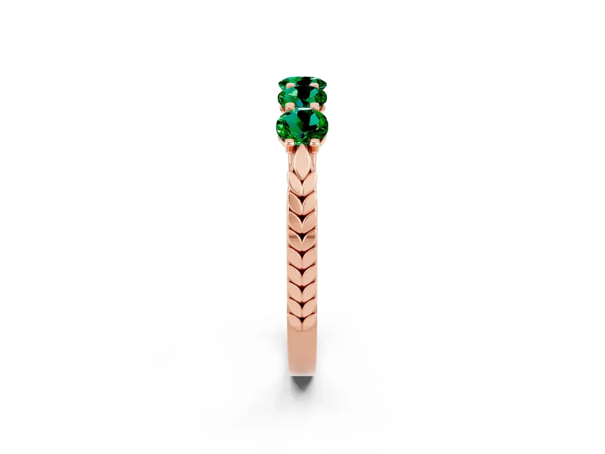 Five-Stone Round Emerald Prong-Set Band Rose gold
