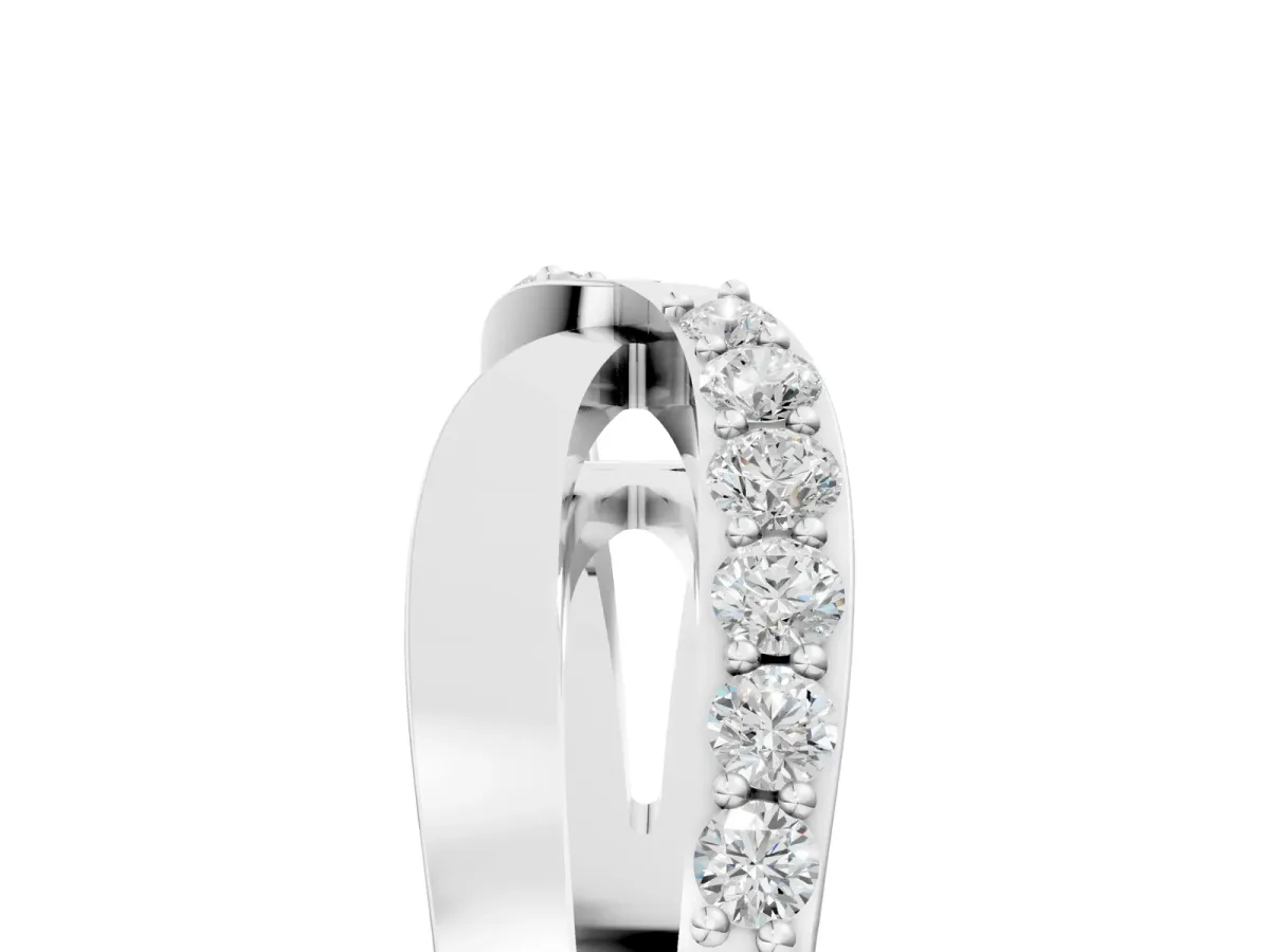 Twist Pave Round Diamond Infinity Band with Channel Setting Silver