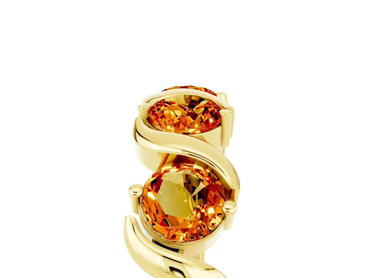 Six-Stone Round Citrine Wave Band with Shared Prong Setting Yellow gold