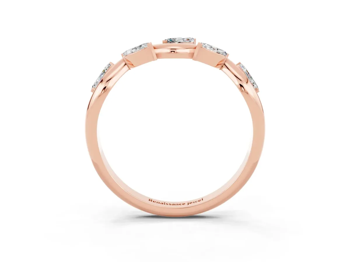 Marquise Moissanite Twisted Band with Prong Setting Rose gold