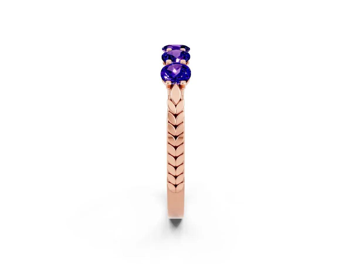 Five-Stone Round Tanzanite Prong-Set Band Rose gold