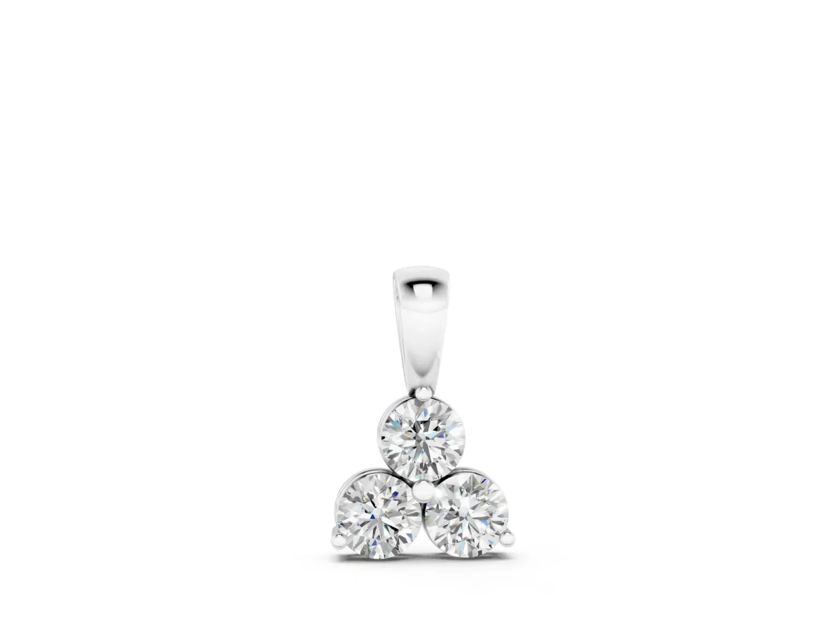 Triangular Cluster Round Diamond Prong Pendant White gold