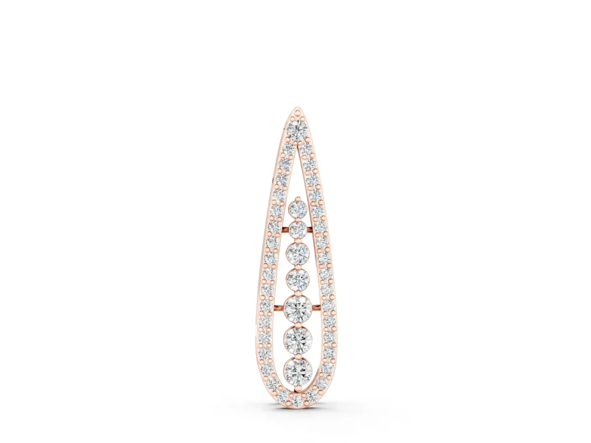 Teardrop Pavé Round Diamond Prong Pendant Rose gold