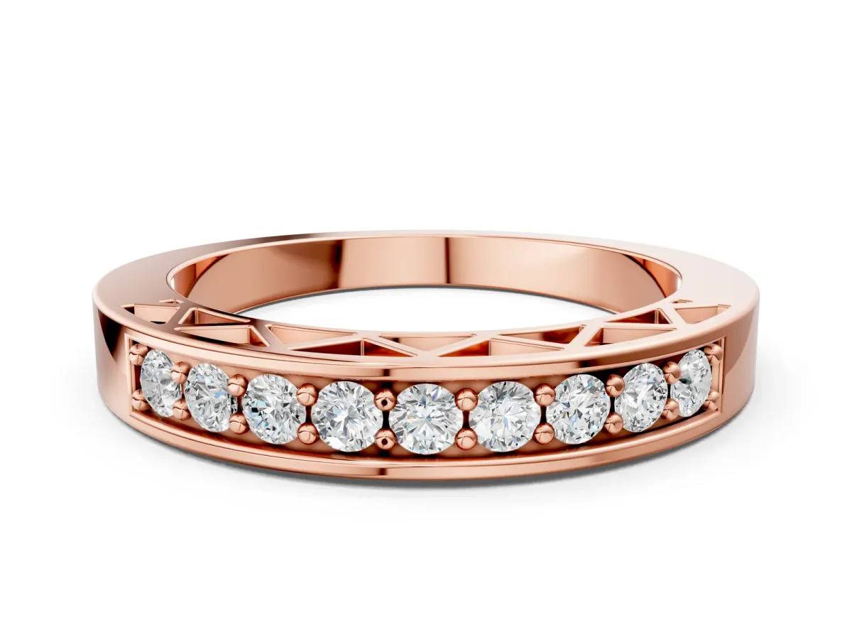 Channel-Set Round Diamond Eternity Band with Shared Prong Setting Rose gold
