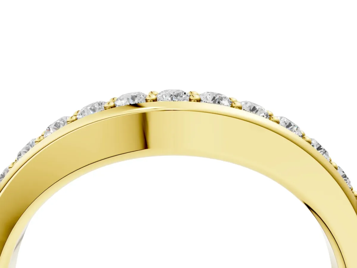 Channel Set Round Diamond Curved Band Yellow gold