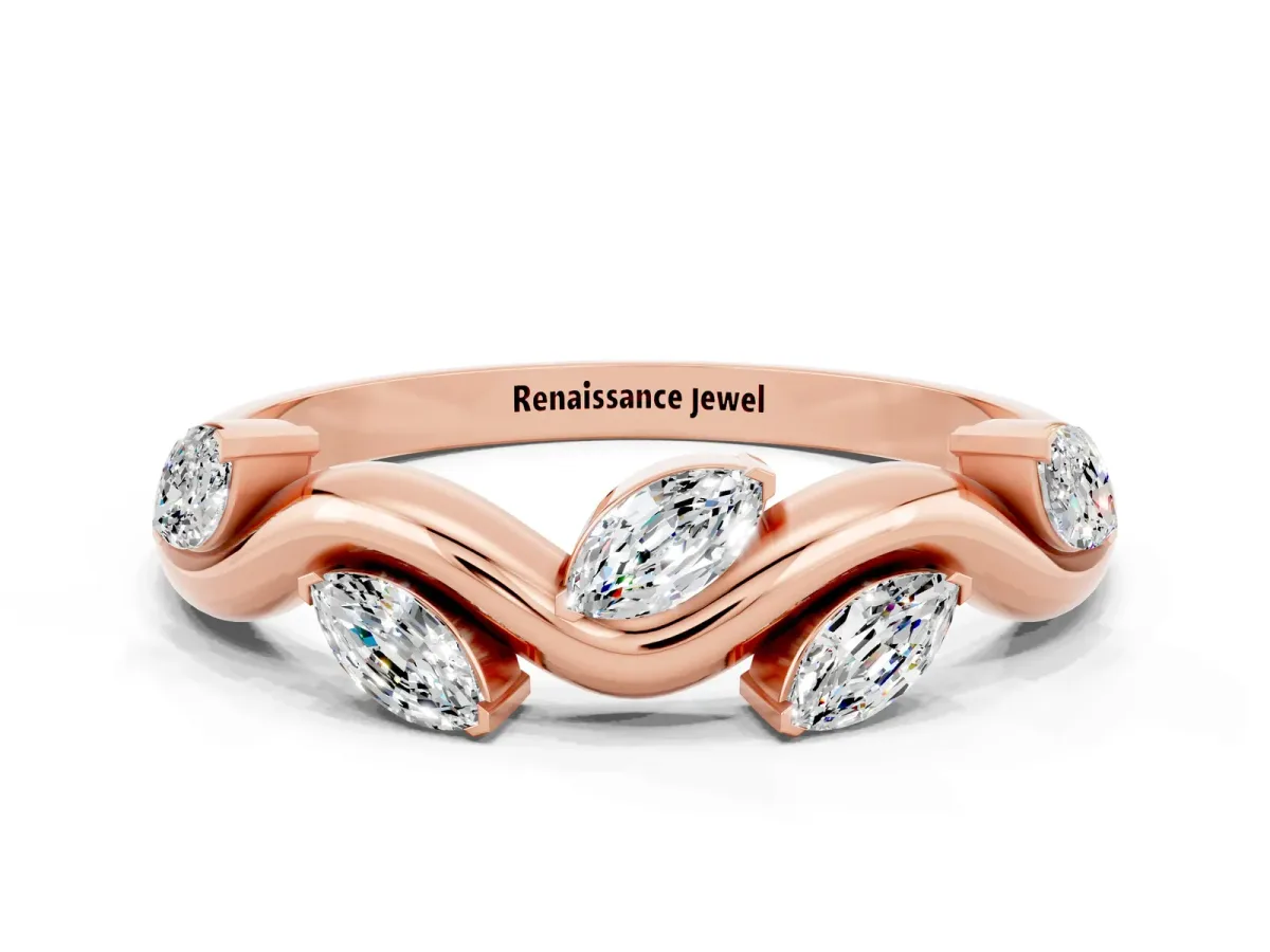 Marquise Moissanite Twisted Band with Prong Setting Rose gold