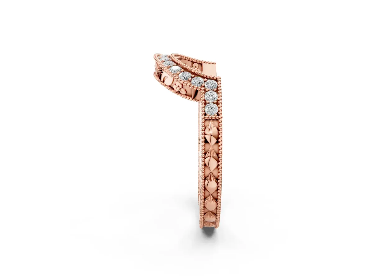 Channel Set Round Diamond Chevron Band Rose gold