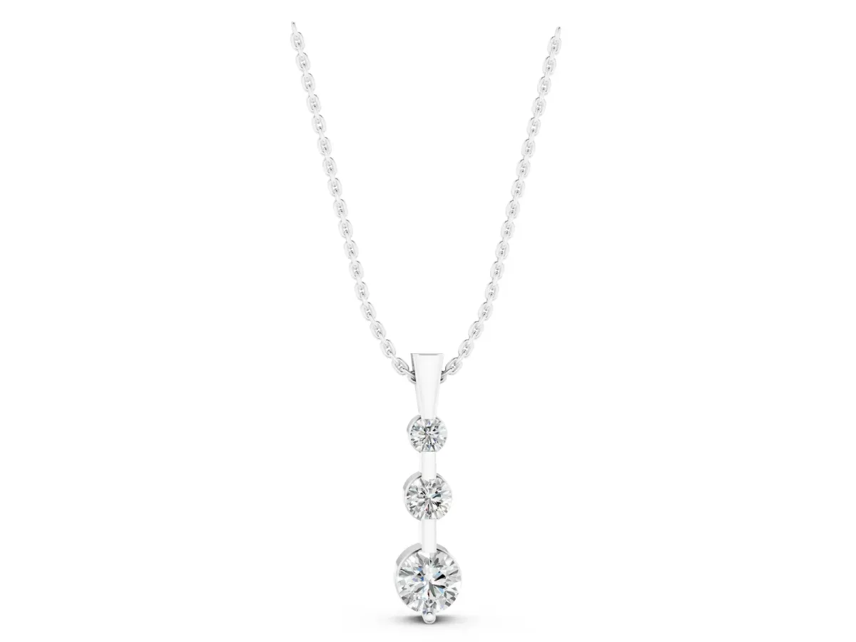Three-Stone Round Diamond Prong-Set Pendant White gold