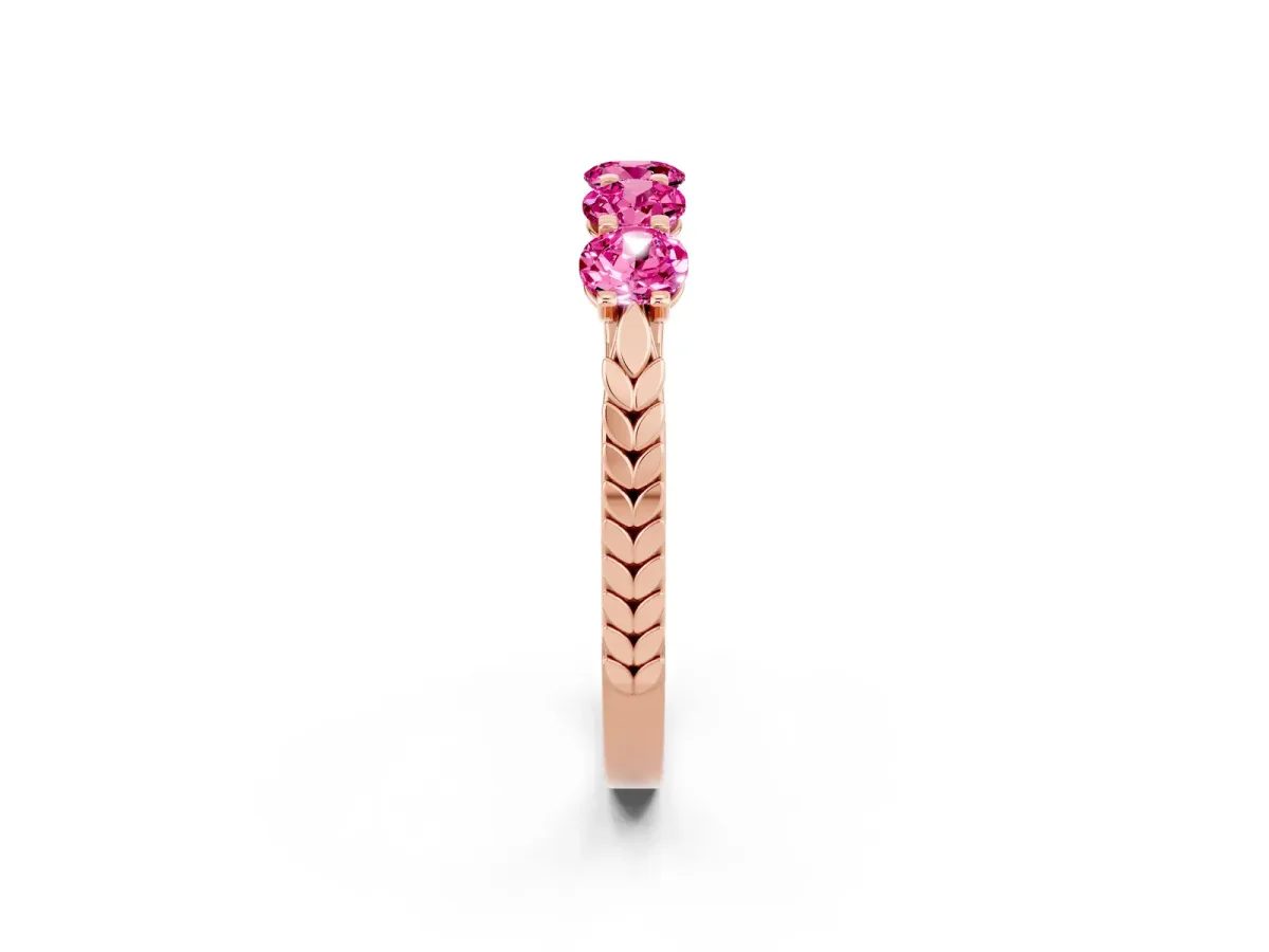 Five-Stone Round Pink Sapphire Prong-Set Band Rose gold