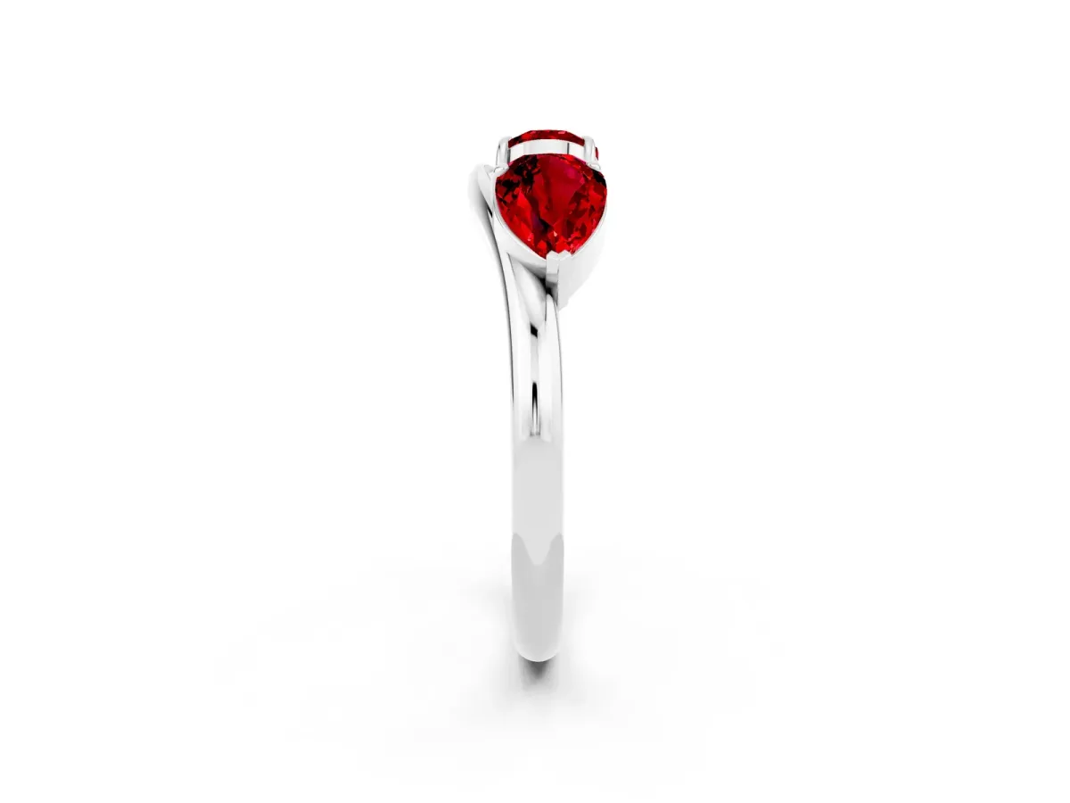 Two-Stone Pear Ruby Bypass Ring with Prong Setting Silver