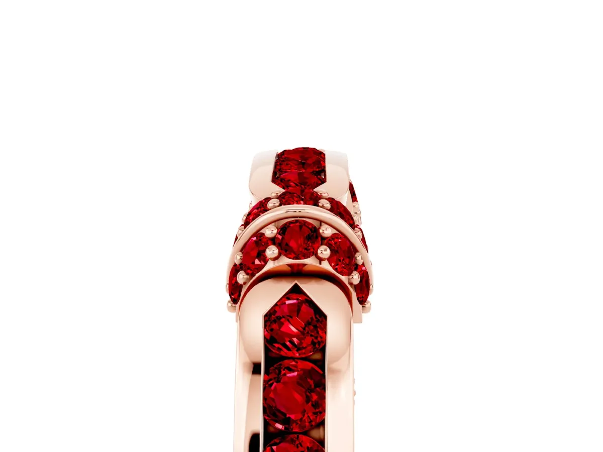 Pavé Round Ruby Link Band with Bezel Setting Rose gold