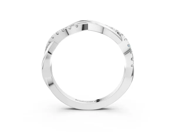 Round Diamond Twisted Infinity Band with Prong Setting Silver