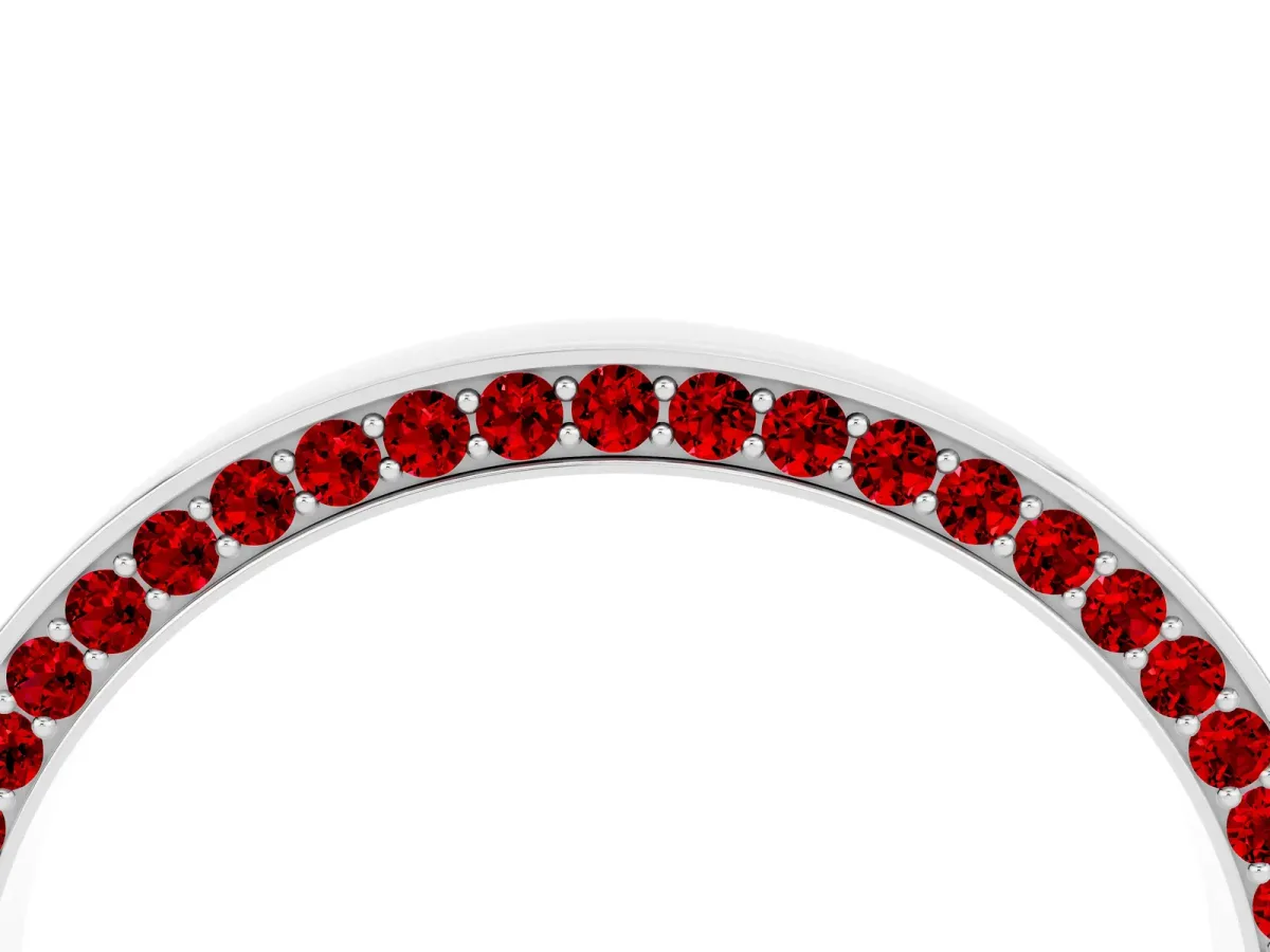 Pavé Round Ruby Channel Set Band Silver