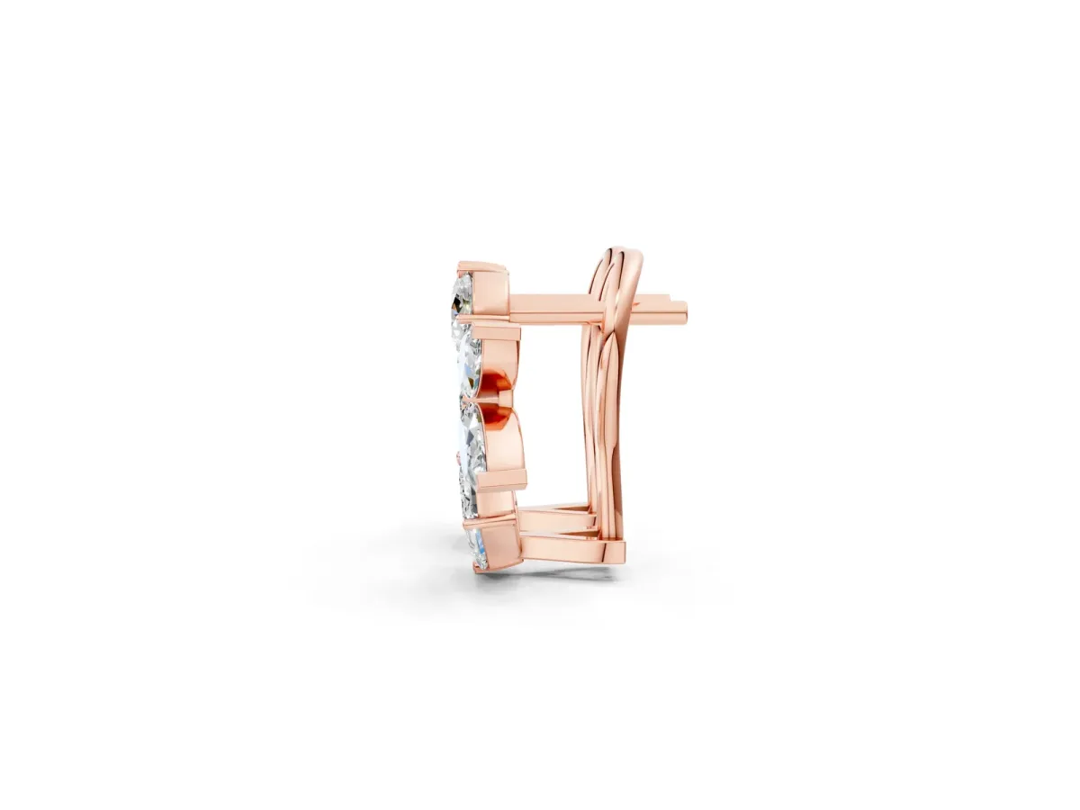 Multi-Shape Diamond Cluster Stud Earrings Rose gold