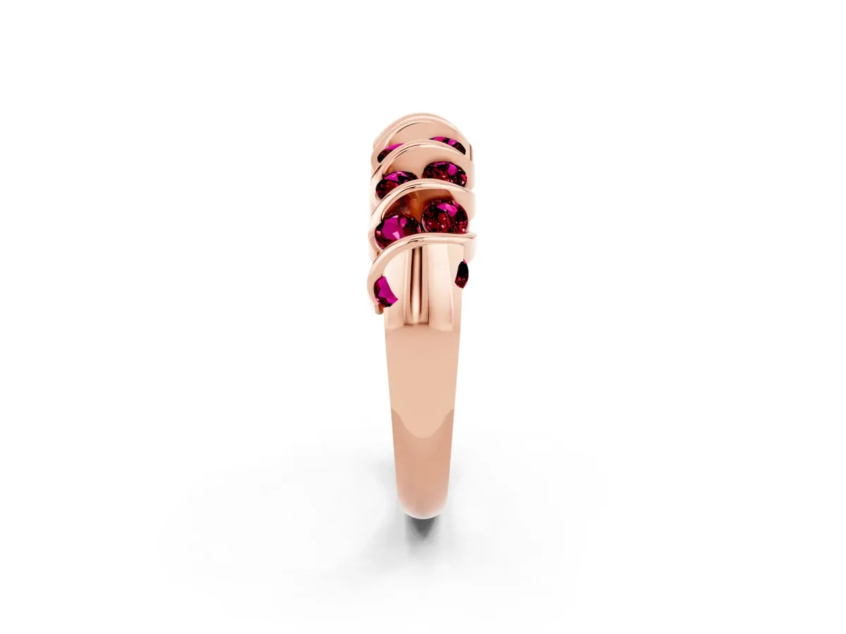 Channel Set Round Garnet Multi-Row Band Rose gold