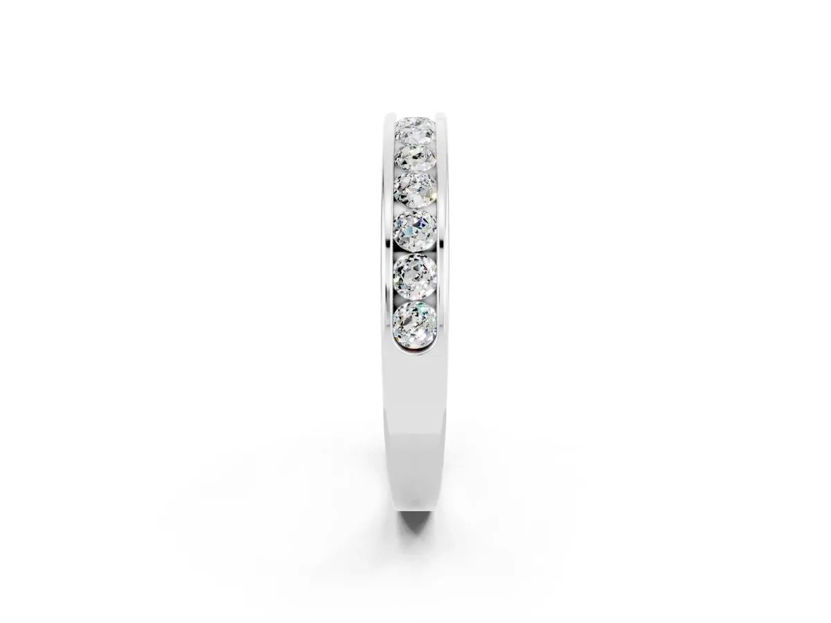 Channel Set Round Moissanite Eternity Band Silver
