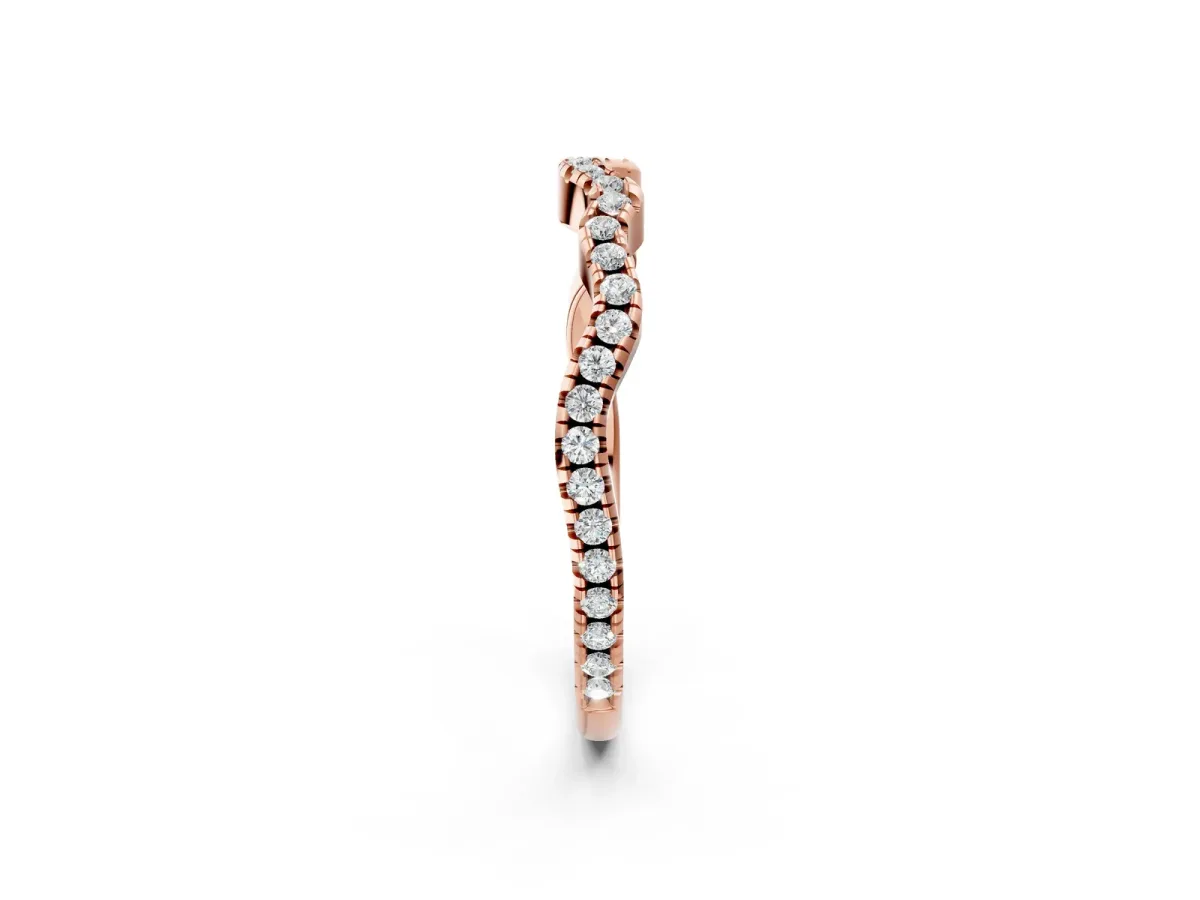 Pavé Round Diamond Curved Eternity Band Rose gold