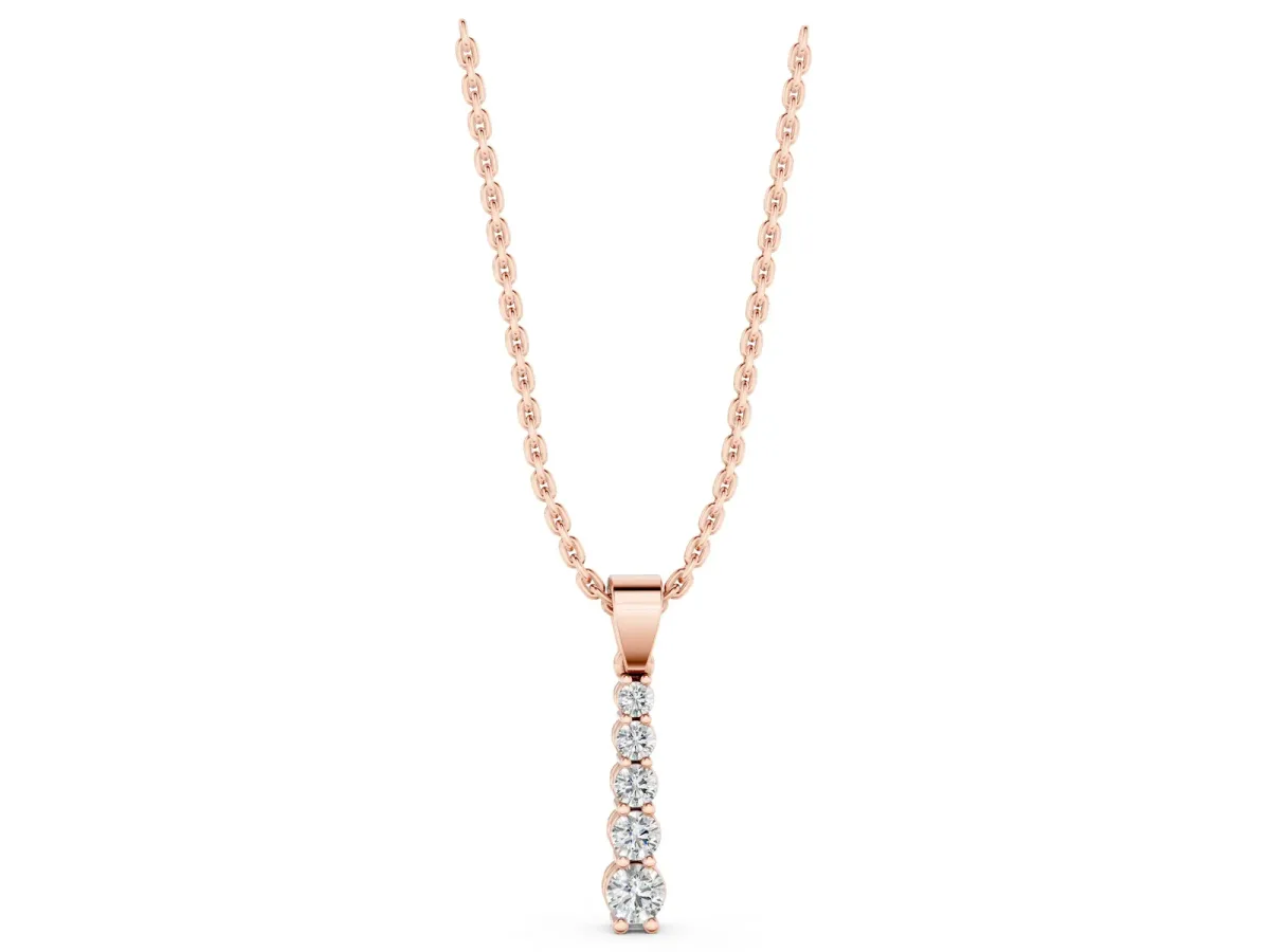 Round Diamond Vertical Pendant with Prong Setting Rose gold