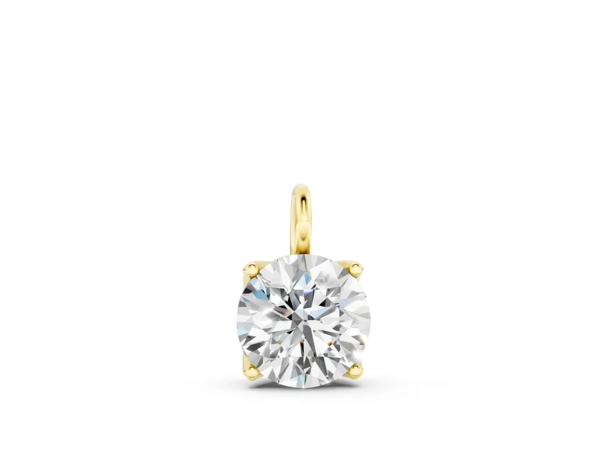 Round Solitaire Pendant with Four-Prong Setting Yellow gold