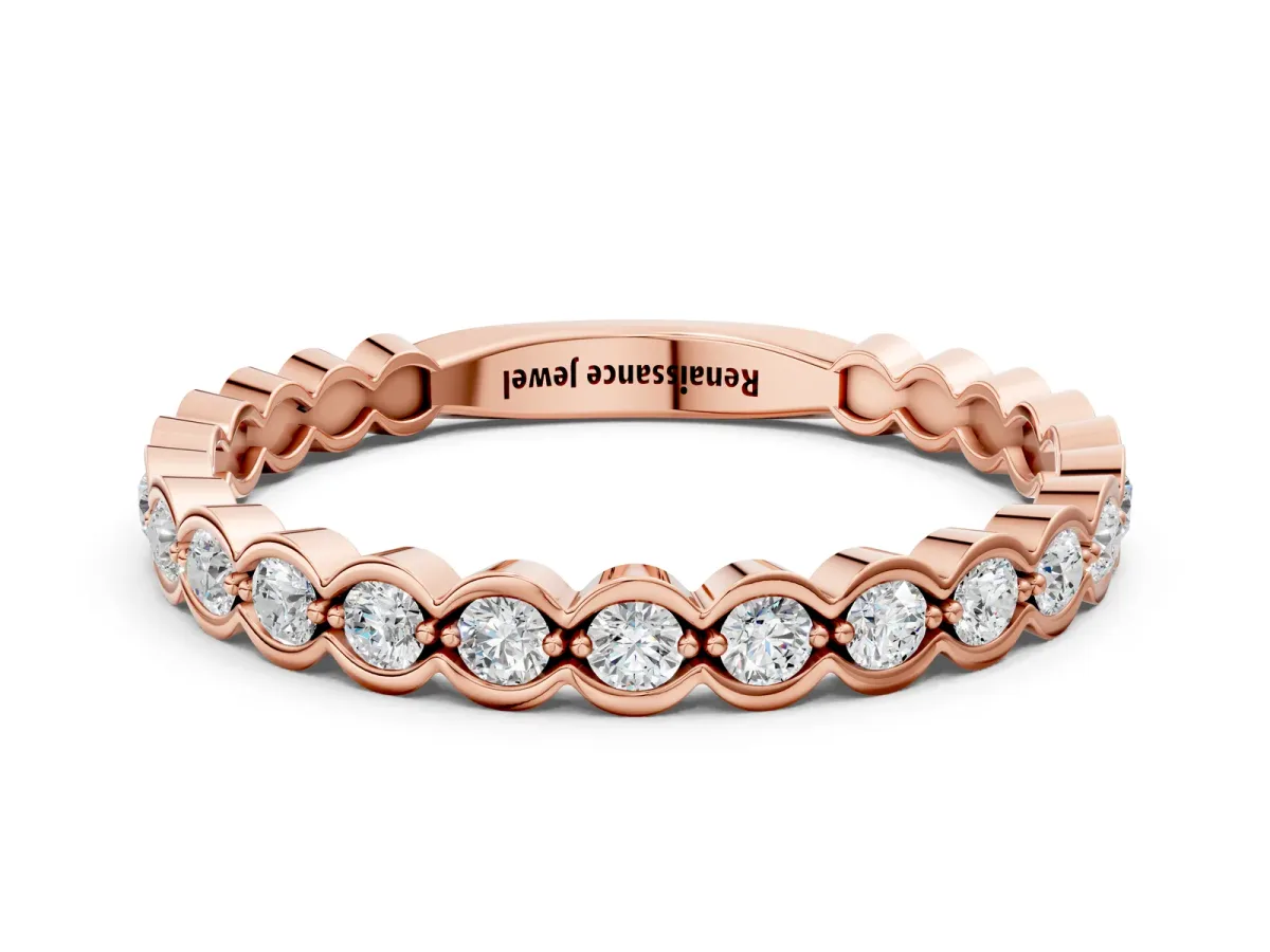 Round Diamond Bezel Set Eternity Band Rose gold