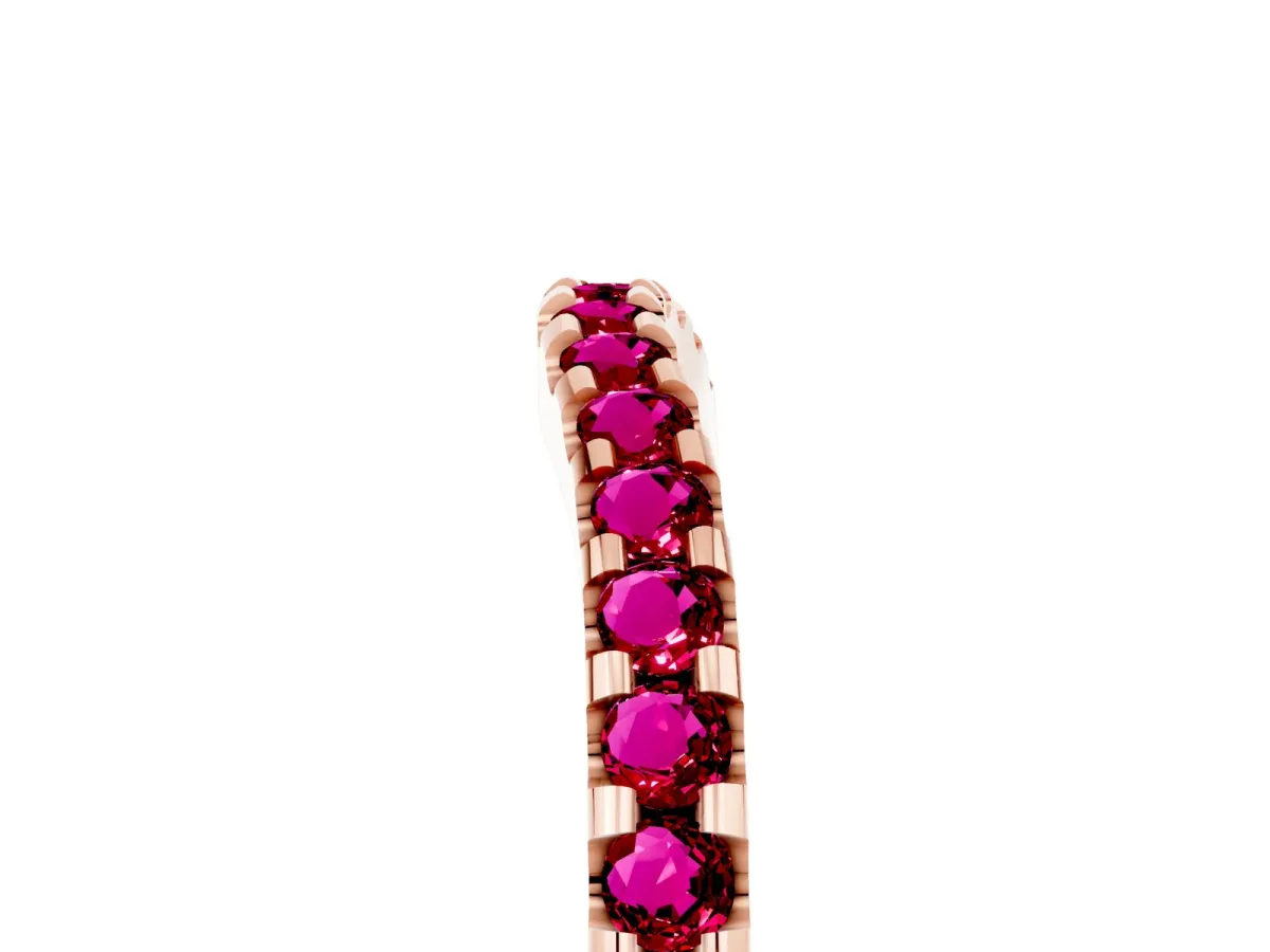 Round Garnet Pavé Curved Wedding Band Rose gold