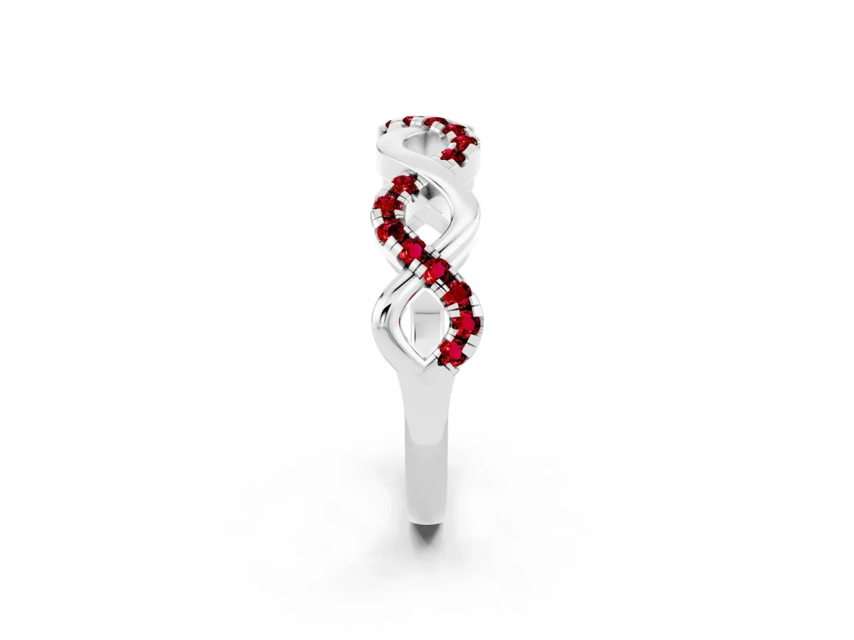 Twist Infinity Round Ruby Band with Pavé Setting Platinum
