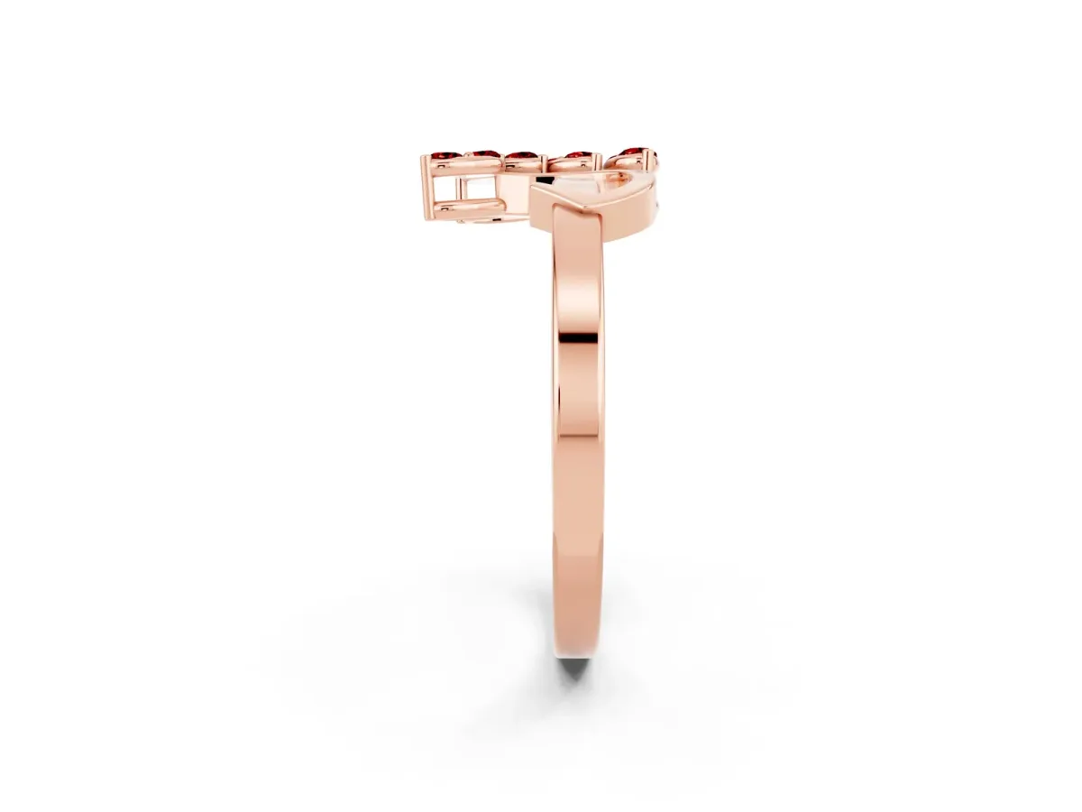Marquise Ruby Cluster Bypass Ring with Prong Setting Rose gold