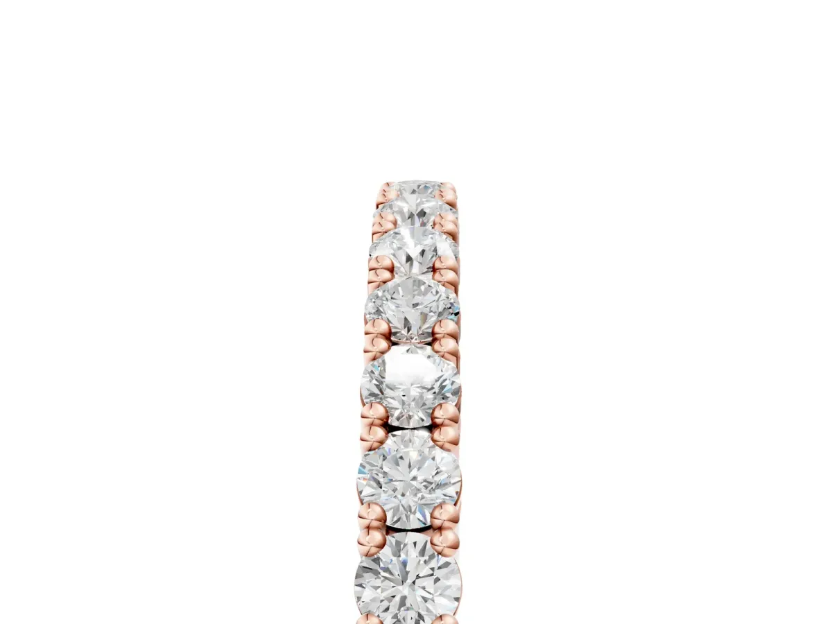 Round Diamond Half-Eternity Band with Shared Prong Setting Rose gold