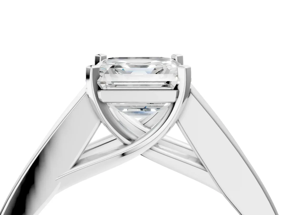 Princess Cut Cut Channel Set Solitaire Ring with Four-Prong Setting White gold