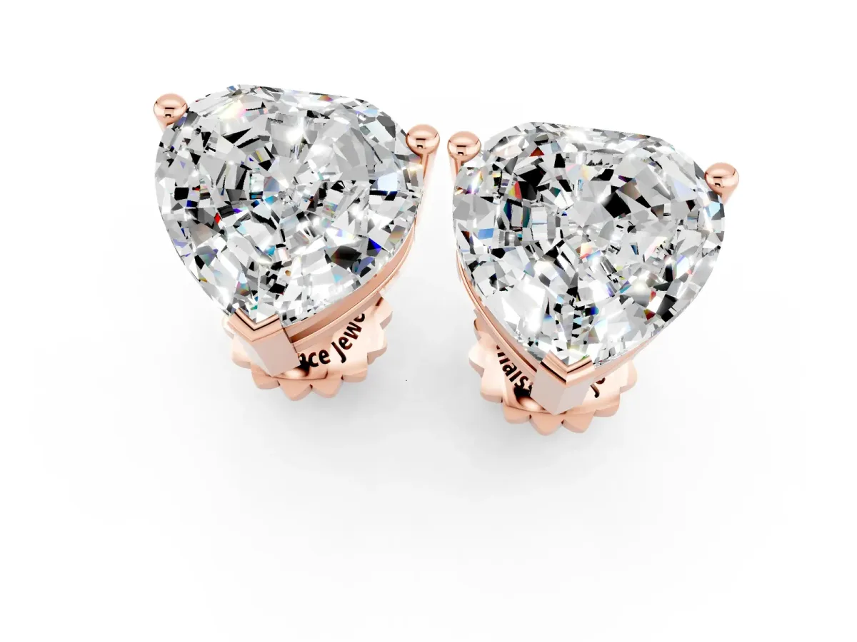 Heart Cut Moissanite Stud Earrings Rose gold