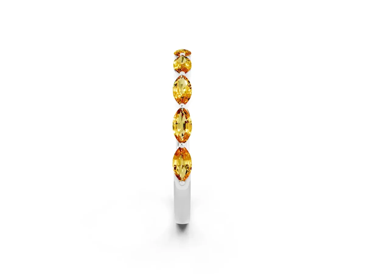 Marquise Citrine Half Eternity Band with Prong Setting Silver