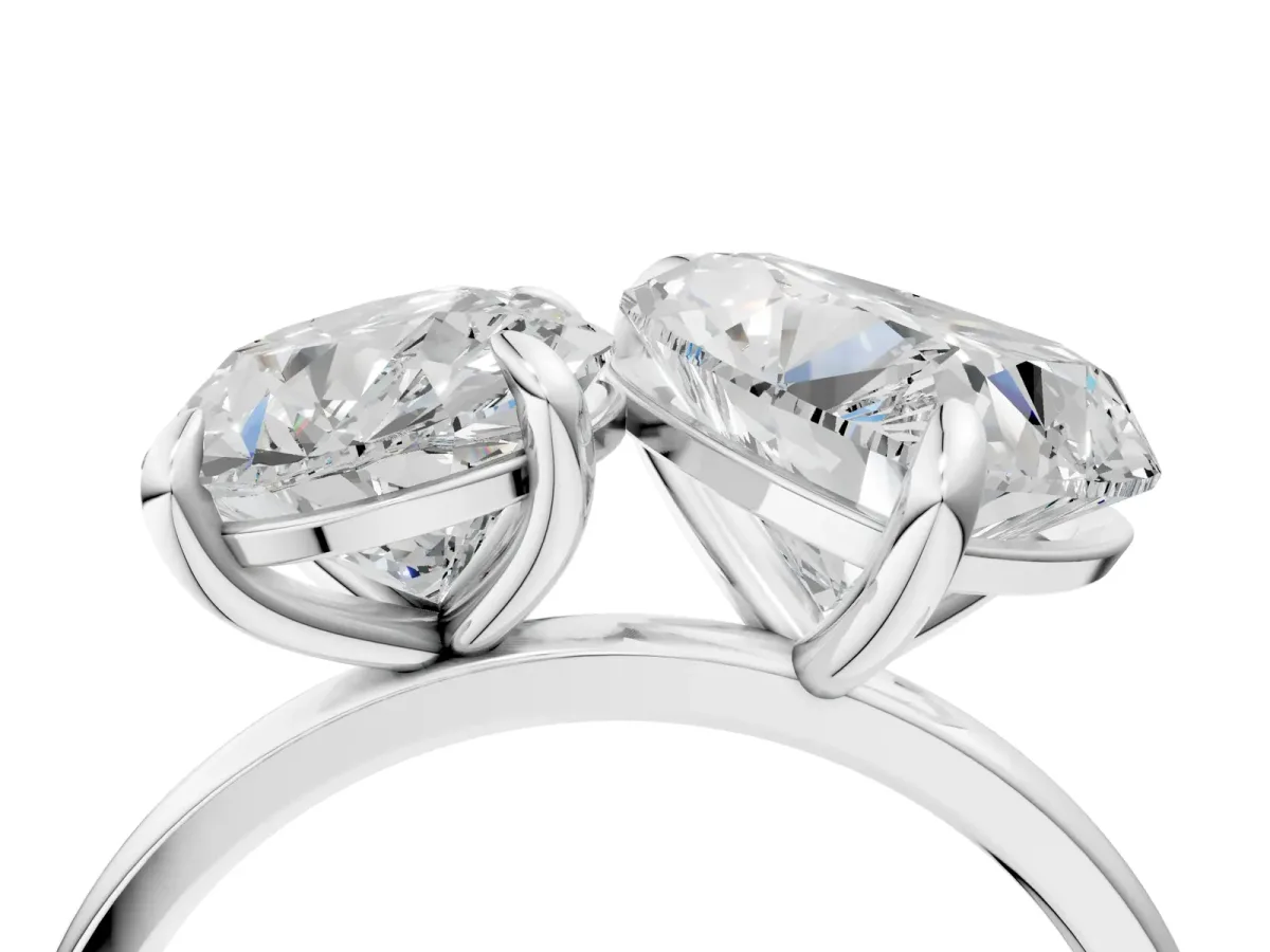 Round and Heart Toi Moi Ring with Prong Setting and Plain Band Silver