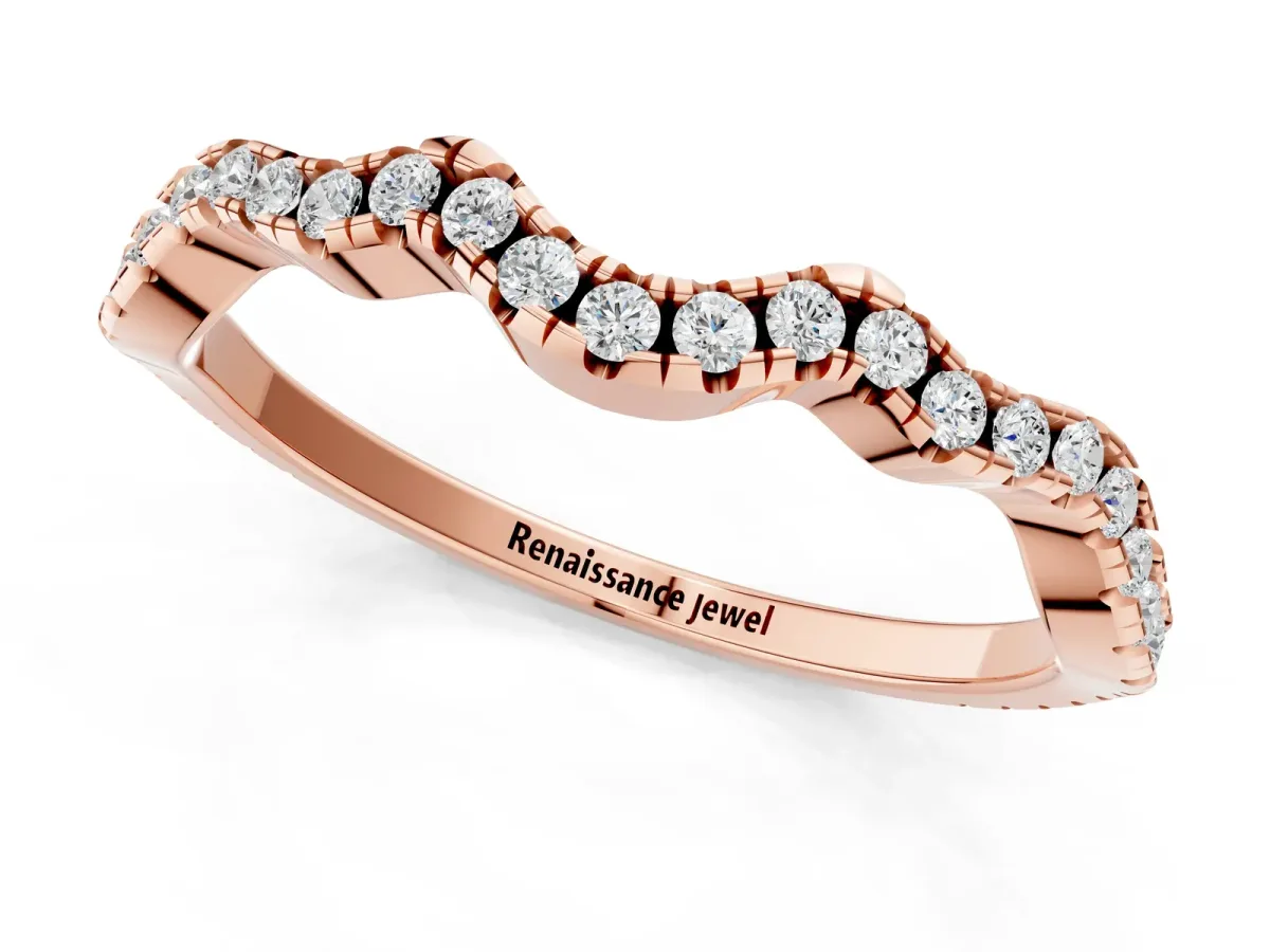 Pavé Round Diamond Curved Eternity Band Rose gold
