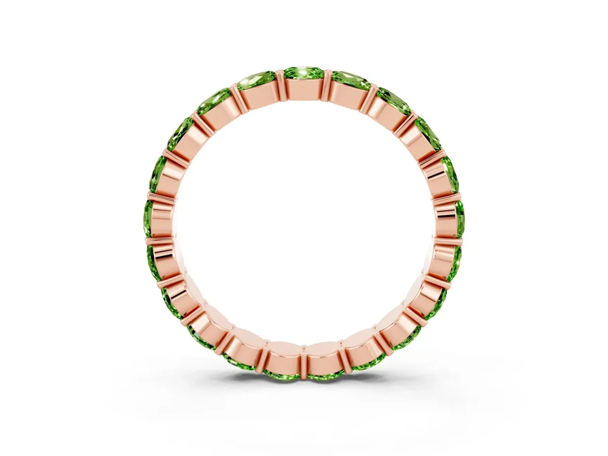 Round Peridot Eternity Band with U-Prong Setting Rose gold