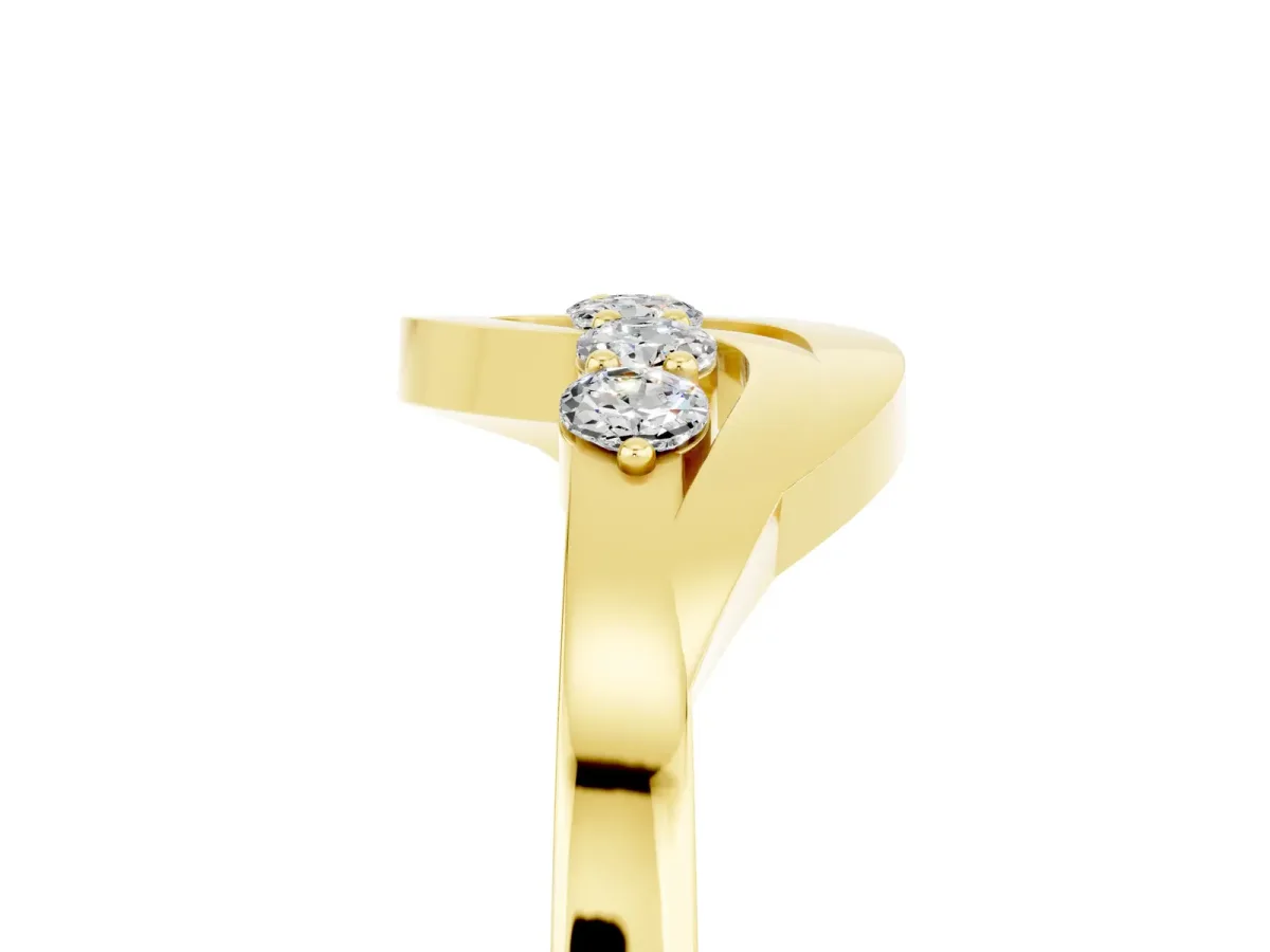 Five-Stone Round Moissanite Crossover Band with Prong Setting Yellow gold