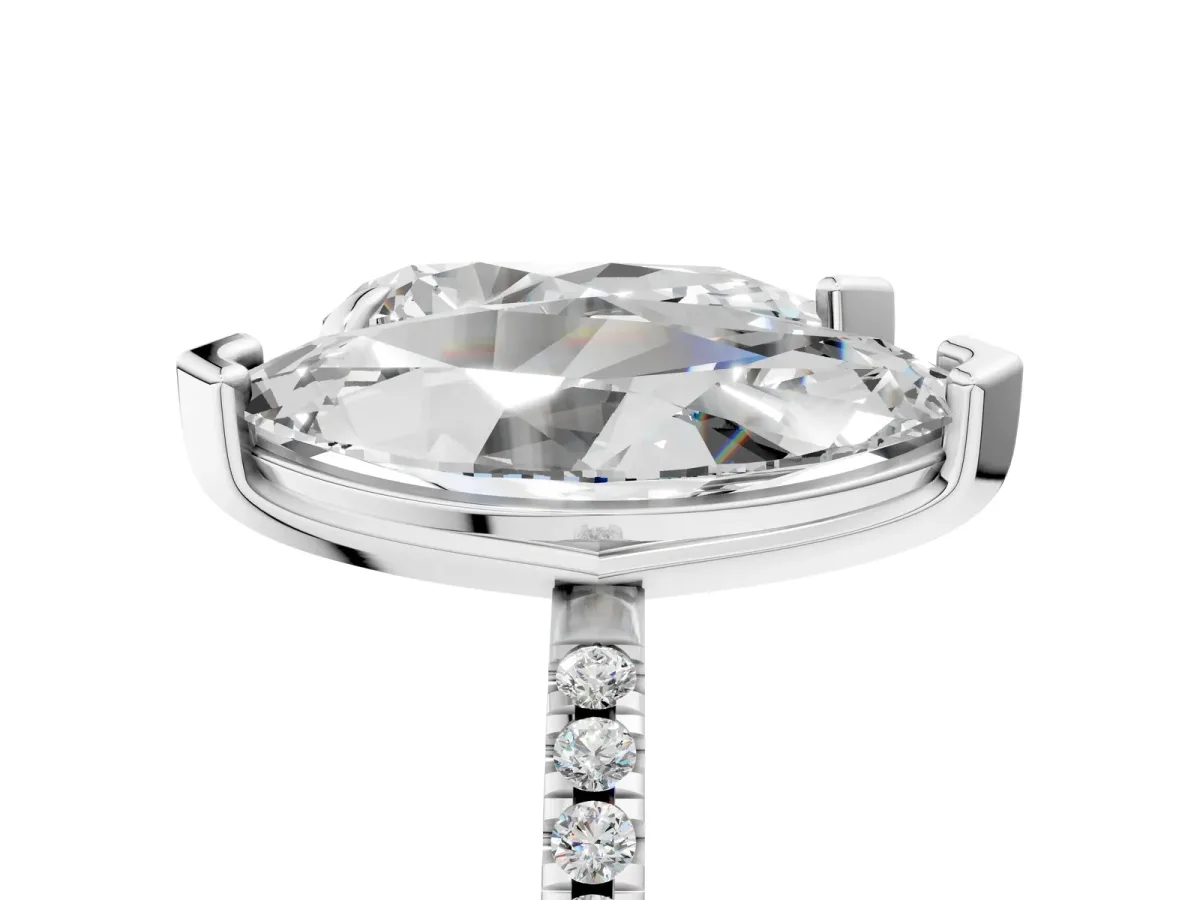 Pear and Marquise Toi Moi Ring with Prong Setting and Micro Pave Band Silver