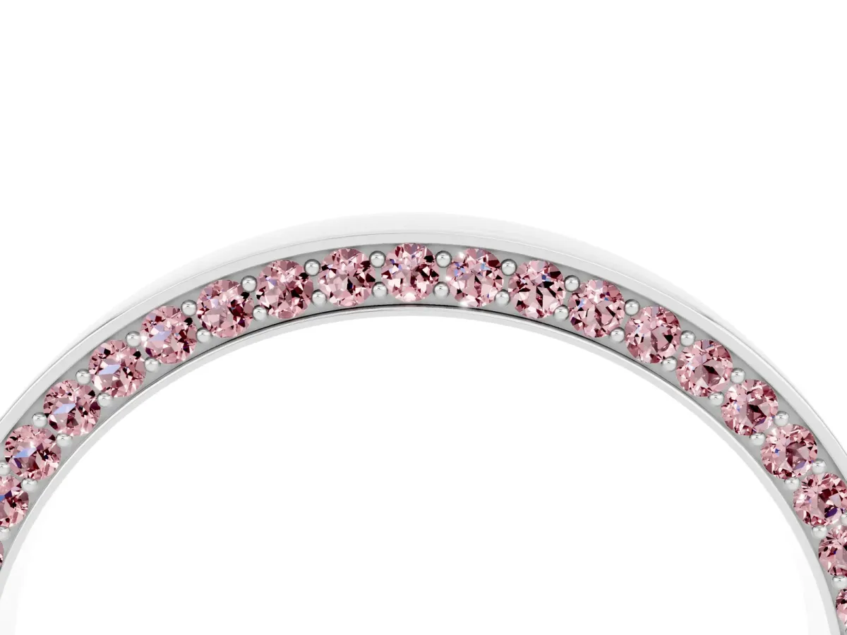 Pavé Round Morganite Channel Set Band Silver