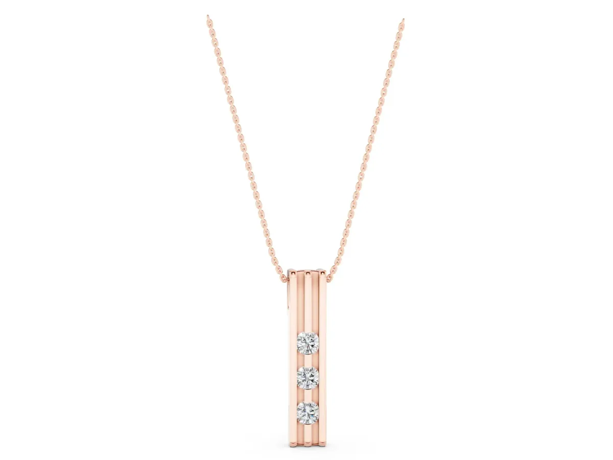 Three-Stone Round Channel Set Pendant Rose gold