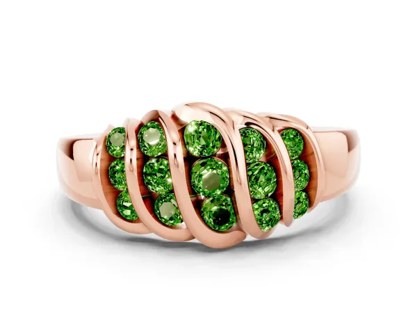 Round Peridot Multi-Row Crossover Band Rose gold